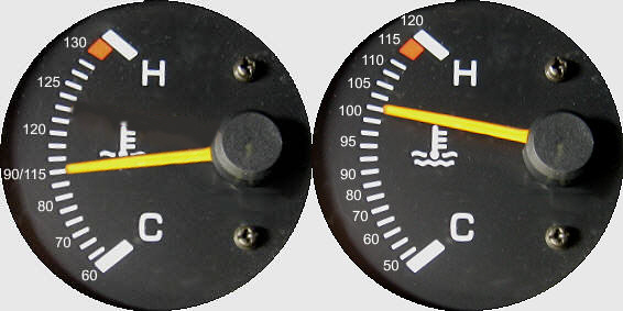 Engine temperature gauge top